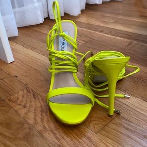 Steve Madden neon green lace up heels